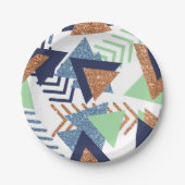 80sカラー抽象芸術 | ネイビーバラ金ゴールドミント90s ペーパープレート (正面)