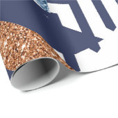 80sカラー抽象芸術 | ネイビーバラ金ゴールドミント90s ラッピングペーパー (ロールコーナー)