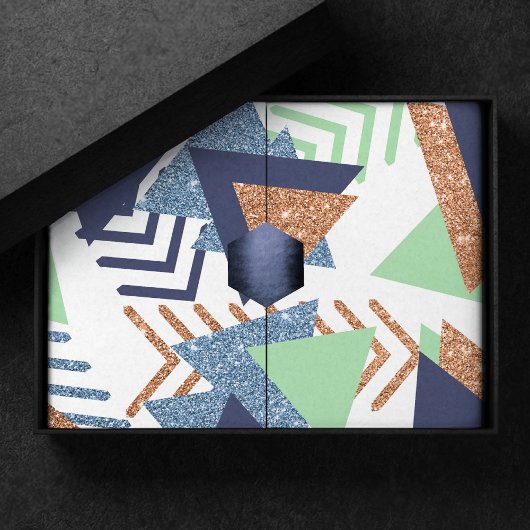 80sカラー抽象芸術 | ネイビーバラ金ゴールドミント90s 薄葉紙