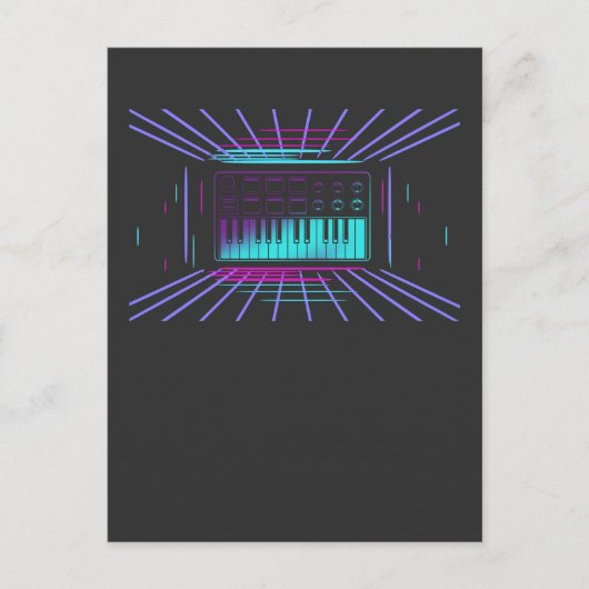 80sシンセサイザーキーボード同期アナログ音楽 ポストカード (正面)