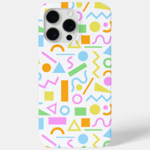80sスタイル図形のパターン色(白) iPhone 15 pro maxケース