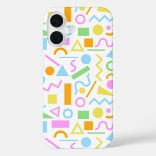 80sスタイル図形のパターン色(白) iPhone 16ケース