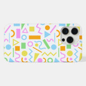 80sスタイル図形のパターン色（白） iPhoneケース (裏面横)