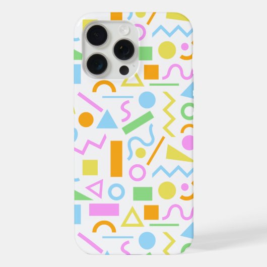 80sスタイル図形のパターン色（白） iPhoneケース (裏面)