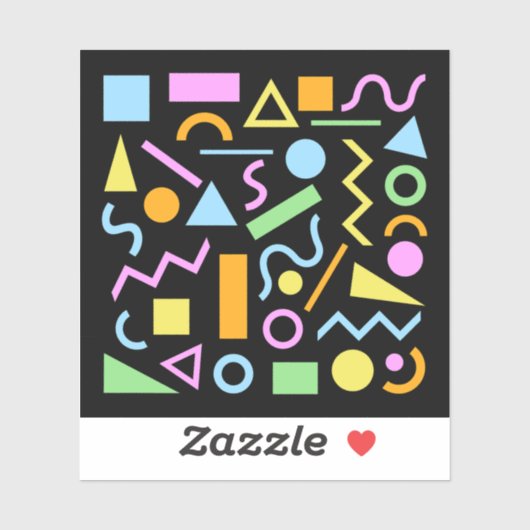 80sスタイル図形のパターン色(黒) シール (シート)