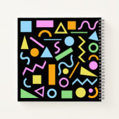 80sスタイル図形のパターン色（黒） ノートブック (裏面)