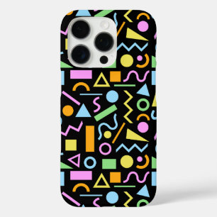 80sスタイル図形のパターン色(黒) iPhone 16 proケース