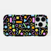 80sスタイル図形のパターン色（黒） iPhoneケース (裏面横)