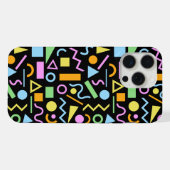 80sスタイル図形のパターン色（黒） iPhoneケース (裏面横)