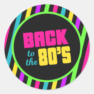 80sステッカーラベル、ネオン80sパーティーデコレーション ラウンドシール