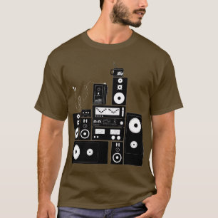 80sステレオのギア"自動逆の"ワイシャツ tシャツ