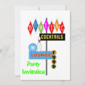 80sテーマのパーティの招待状80sのパーティーのボーリング 招待状 (正面)