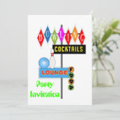 80sテーマのパーティの招待状80sのパーティーのボーリング 招待状 (スタンド正面)