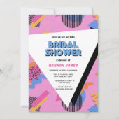 80sテーマのピンクのシェイプブライダルシャワー 招待状 (正面)