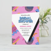 80sテーマのピンクのシェイプブライダルシャワー 招待状 (スタンド正面)