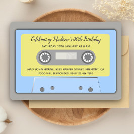80sテーマレトロカセットテープ誕生日招待状 招待状