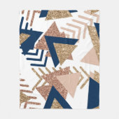 80sトレンディー抽象芸術 |海軍とバラ金ゴールドパターン フリースブランケット (正面)