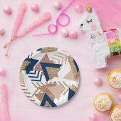 80sトレンディー抽象芸術 |海軍とバラ金ゴールドパターン ペーパープレート (パーティー)