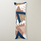 80sトレンディー抽象芸術 |海軍とバラ金ゴールドパターン ボディピロー (裏面 (縦))