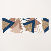 80sトレンディー抽象芸術 |海軍とバラ金ゴールドパターン ヨガマット (正面(横))