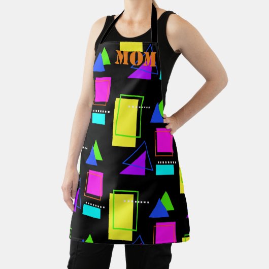 80Sネオンフルオロカラー幾何形状パターン文字 エプロン (インサイチュ)