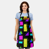 80Sネオンフルオロカラー幾何形状パターン文字 エプロン (着用した状態)