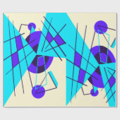 80sネオンブルーレトロラッピング紙 ラッピングペーパー (フラット)