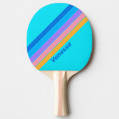 80sネオン海スストライプのキー(名前) 卓球ラケット (正面)