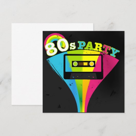 80sパーティー背景 招待状 (正面/裏面)