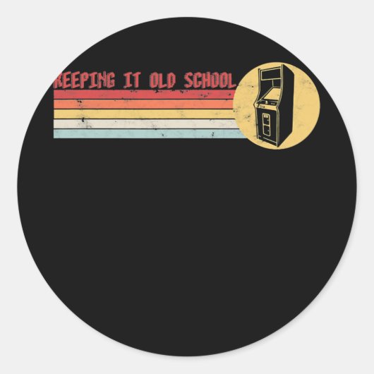 80sビデオゲームヴィンテージアーケード80s 90sアーケード ラウンドシール (正面)