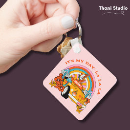 80sフラッシュバックヴィンテージレトロ誕生日パーティピンク キーホルダー