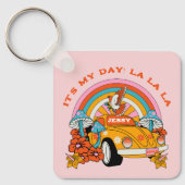 80sフラッシュバックヴィンテージレトロ誕生日パーティピンク キーホルダー (正面)