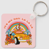 80sフラッシュバックヴィンテージレトロ誕生日パーティピンク キーホルダー (裏面)