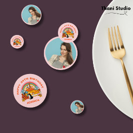 80sフラッシュバックヴィンテージレトロ誕生日パーティピンク コンフェッティ