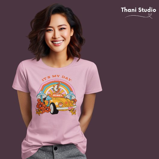 80sフラッシュバックヴィンテージレトロ誕生日パーティピンク tシャツ