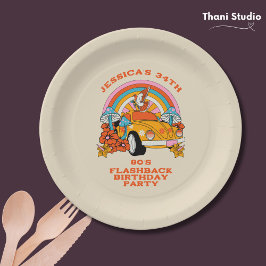 80sフラッシュバックヴィンテージレトロ誕生日パーティーBeige ペーパープレート