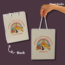 80sフラッシュバックヴィンテージレトロ誕生日パーティーBeige ミディアムペーパーバッグ