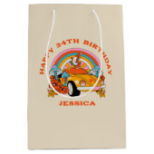 80sフラッシュバックヴィンテージレトロ誕生日パーティーBeige ミディアムペーパーバッグ (正面)