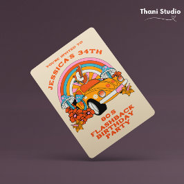 80sフラッシュバックヴィンテージレトロ誕生日パーティーBeige 招待状