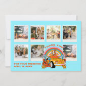 80sフラッシュバックヴィンテージレトロ誕生日フォトブルー サンキューカード (正面)