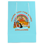 80sフラッシュバックヴィンテージレトロ誕生日会ブルー ミディアムペーパーバッグ (裏面)