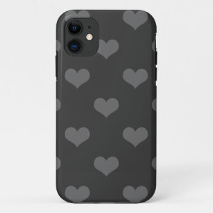 80sフランネルの灰色のハートのemoのガーリーなゴシックパターン iPhone 11 ケース