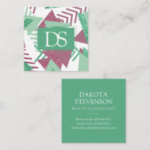 80sフレッシュ抽象芸術 |ピンクとグリーンの形状モノグラム