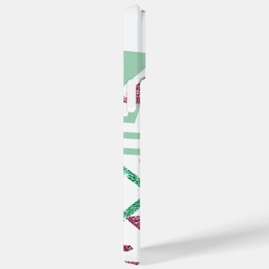 80sフレッシュ抽象芸術 |ピンクとグリーンの形状モノグラム Case-Mate iPhoneケース (裏面 / 右)