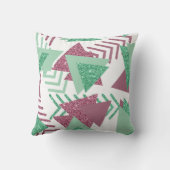 80sフレッシュ抽象芸術 |ピンクと緑の図形のパターン クッション (裏面)