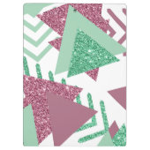 80sフレッシュ抽象芸術 |ピンクと緑の図形のパターン クリップボード (裏面)