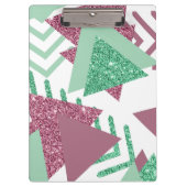 80sフレッシュ抽象芸術 |ピンクと緑の図形のパターン クリップボード (正面)