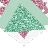 80sフレッシュ抽象芸術 |ピンクと緑の図形のパターン ショートテーブルランナー (コーナー)