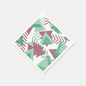 80sフレッシュ抽象芸術 |ピンクと緑の図形のパターン スタンダードカクテルナプキン (角)