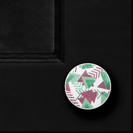 80sフレッシュ抽象芸術 |ピンクと緑の図形のパターン セラミックノブ